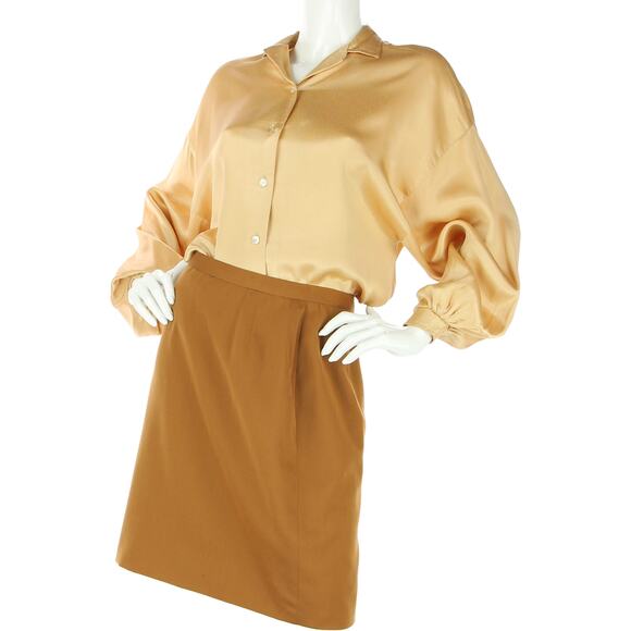 Cacharel Paris French Designer Retro Mod Minimal Career Work Office Wool Skirt - Picture 3 of 8